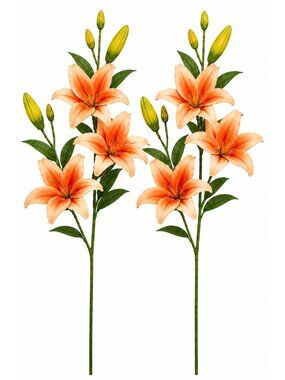 Orange Peach Real Touch Lily Stems, Faux Lily Flowers, Artificial Lilies, Fall F